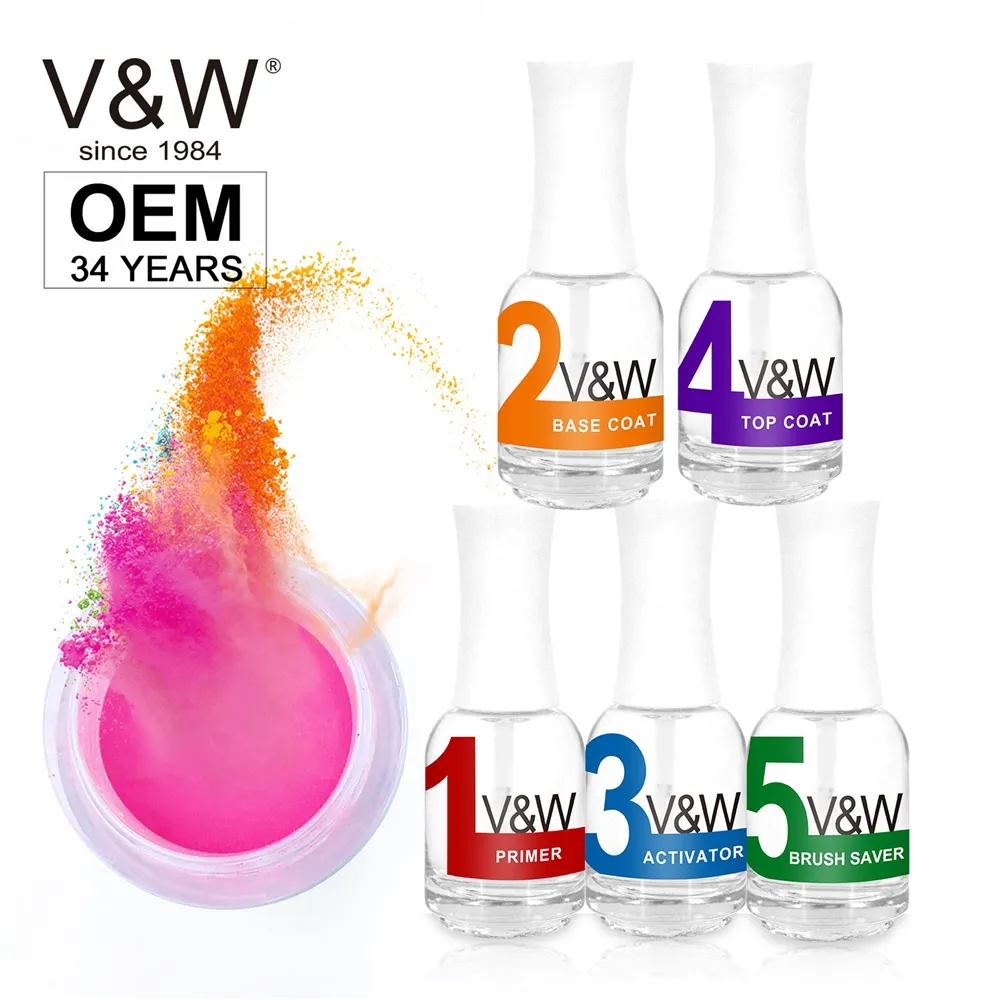 V & W Guangzhou Fabriek Levering Kleur Acryl & Dompelen Poeder 2 In 1 Voor Nail Art