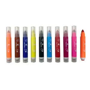 supplier multi color watercolor pen PE dual tips marker color ink rainbow marker pens sets with stamps for gifts