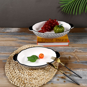 Nuovo Set di 4 Pezzi di Stoviglie in Ceramica Nordica Moderna con Doppio Manico e Logo Personalizzato, Teglie Antiaderenti per <span class=keywords><strong>Pizza</strong></span> e Torte (Eco-Friendly) - Product Image 6