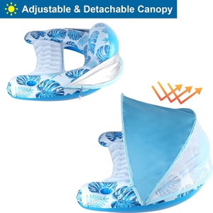 Hot <b>Sale</b> Inflatable Pool Lounger Chair Floats with <b>Canopy</b> Swimming Pool Party Toy Air Mattress High Visibility Swimming Rings - Product Image 4