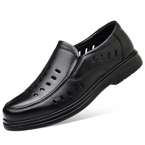 Sandalias de Verano para Hombre, de Cuero, Estilo Slip-On, Punta Redonda, Suela de Goma, Entresuela de EVA, Color Sólido, Zapatos Cómodos para Personas Mayores - Product Image 5