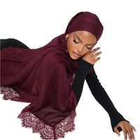 Nouvelle Tendance Été – Voile Hijab Uni en Dentelle Modale, Doux, Long, Respirant, Agréable pour la Peau, Confortable, Châle Islamique