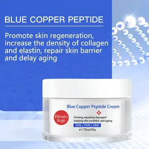 Etiqueta privada reparação da pele anti envelhecimento endurecimento, peptídeo de cobre azul anti-rugas creme facial