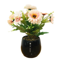 Fleur artificielle de marguerite en gros avec vase en porcelaine, décoration d'intérieur, ornement de table, fausses fleurs