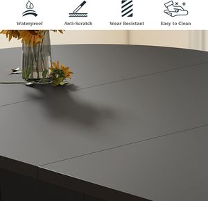 <span class=keywords><strong>Tavolo</strong></span> da Pranzo Moderno <span class=keywords><strong>Nero</strong></span> <span class=keywords><strong>Allungabile</strong></span> con Base Doppia Scanalata - Product Image 4