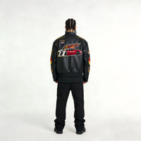 Veste zippée tendance OEM, logo personnalisé, veste de course automobile vintage old school, veste de moto LS2, veste en cuir de cow-boy