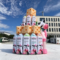 Tente gonflable géante en Oxford de 8M/26FT pour stand lait et fromage, avec motif vache et fleurs, kiosque gonflable pour activités marketing