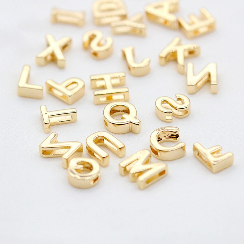 CharmsJewelry Alphabet Bead – A-Z Letter Initial With Clear CZ Stone For Bracelets & Necklaces