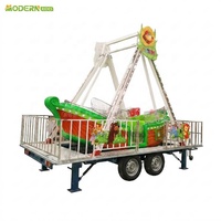 Manège Mini Navire Viking en Fibre de Verre, Équipement d'Amusement Intérieur/Extérieur Portable pour Enfants, Capacité 10-12 Personnes