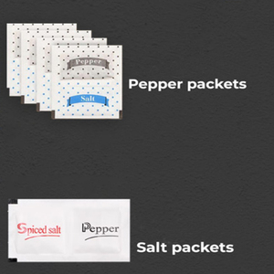 Commercio all'ingrosso della fabbrica della compagnia aerea, bustina del pacchetto del doppio del <span class=keywords><strong>sale</strong></span> & pepe, pacchetti del condimento della compagnia aerea, bustine del condimento della compagnia aerea - Product Image 5