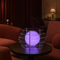 Lampe de table d'hôtel en acrylique, veilleuse géométrique en forme de lune pour appartement enregistré