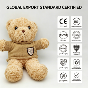 Ours en peluche Kawaii avec <span class=keywords><strong>pull</strong></span>, ours en peluche classique avec tenue tricotée, poupée animale douce marron pour cadeau d'anniversaire pour enfants - Product Image 4