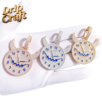Liontin Jam Unik Hip Hop, Emas, Perak, Rose Gold, Kalung Niche Hip Hop, Bertabur Berlian, Rantai Kuba, Modis dan Mewah