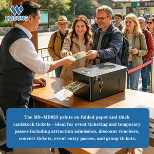 Impresora de Tickets con Cerradura para Escritorio MASUNG MS-MD825 para Recepción de Hotel, Imprime Vales de Membresía y Boletos de Acceso - Product Image 3