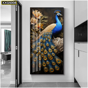 Pavone di lusso arte Hotel pittura moderna <span class=keywords><strong>soggiorno</strong></span> ingresso pittura di cristallo <span class=keywords><strong>arredamento</strong></span> per la casa arte della parete pittura decorativa - Product Image 2