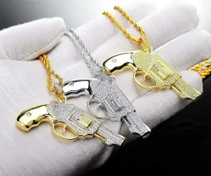 Gioielli di moda Street Hiphop placcatura oro argento Mens catena collana ciondolo pistola