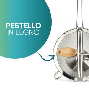 Écrase-légumes manuel en acier inoxydable 20 cm avec pilon en bois pour écraser les pommes de terre et les légumes - Product Image 4