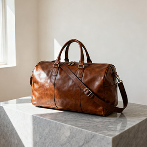 Bolsa de viaje de lona de cuero de vaca de grano completo Vintage para hombre OEM del fabricante, bolsa de viaje de fin de semana para negocios o escapadas - Product Image 4