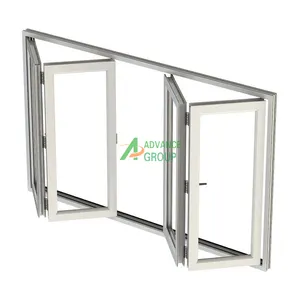Aluminium Frame Tri Luifel Vouwen/Bi-Vouwbare Verticale Patio Raam Frame Glazen Scheidingswand Buitenkant Met Grill Raster
