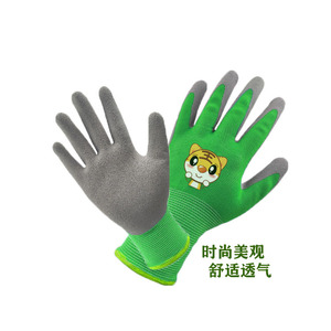 Lao An Gants de jardin pour enfants à motifs de dessins animés, verts, 15 points de couture, résistants à l'usure, pour creuser, planter, faire du vélo, du roller - Product Image 1