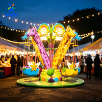 Manège de girafe rotatif pour attraction de fête foraine en plein air, mini-chaise volante, machine d'amusement