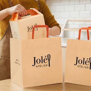 Custom Eco-Friendly Recyclable Disposable Kraft Paper Bags with Custom Printing for Bakery Cakes Cookies Food Takeaway <b>Packaging</b> - Product Image 4