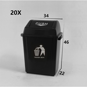 <b>Large</b> Capacity Trash Can Rectangle Hinged Lid Indoor Outdoor Use Black Color Waste <b>Bin</b> - Product Image 3