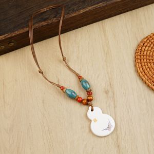 HX153 Novedad al por mayor: Colgantes de calabaza chinos tejidos a mano, collar de cerámica de Jingdezhen, amuletos de la riqueza, <span class=keywords><strong>cadena</strong></span> para clavícula, venta al por mayor - Product Image 6