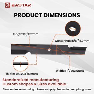 Lama di ricambio per tosaerba Exmark Lazer Z Turf Tracer 52" (103-2528, 103-6582-S), lama per tosaerba da 18 pollici con foro da 5/8" ad alto sollevamento - Product Image 2
