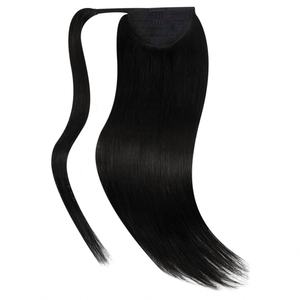 Extensiones de Cabello Humano Remy Brasileño Negro Natural, Cola de Caballo con Cordón Ajustable, Estilo Lacio y Rizado - Product Image 2