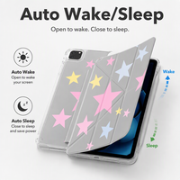 Étui pour tablette Y-Fold Trifold Support iPad Pastel Star Pattern Clear PC Back Flexible TPU Bumper 30 °   65 °   Support de Clavier avec Housse de Protection