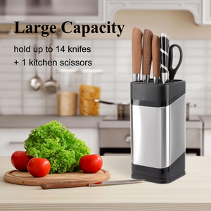Bloc à couteaux universel en acier inoxydable de style nouveau avec support à couteaux carré plus aiguisé, rangement de couteaux gain de place - Product Image 2
