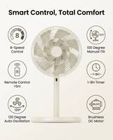 Ventilateur sur pied électrique de 12 pouces avec télécommande, 8 vitesses, silencieux, hauteur réglable, moteur BLDC, double couche, 7 pales, économe en énergie