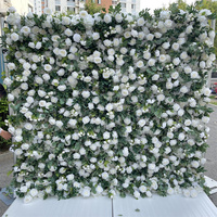 Offre Spéciale : Mur de fleurs suspendues blanches 8x8 pieds avec verdure pour décoration de mariage