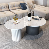 Table basse moderne pour salon, en bois massif, plateau en pierre, ronde, écologique, facile à nettoyer, meubles