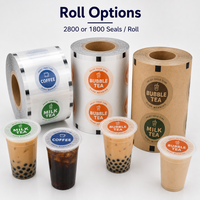 Rouleaux de film PET pour sceller les gobelets de bubble tea, 90 mm, 95 mm, transparent mat, pour utilisation dans les magasins de thé au lait