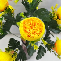 Buket Bunga Peony Buatan dari Sutra dengan Daun Hijau untuk Dekorasi Vas Rumah