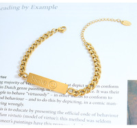 Bijoux vintage en acier inoxydable, or rose et argent Bracelet à chaîne avec breloques pour femmes
