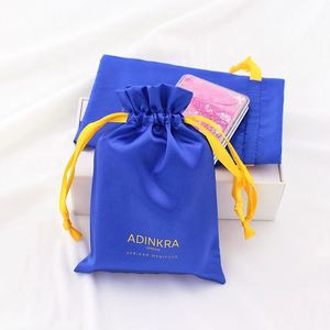 Bolsas de Seda Pequeñas con Cordón, Impresión Personalizada, Bolsa de Satén Rojo Vino para Empaque de Cabello - Product Image 2