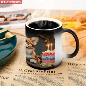 Mug en céramique noir givré 11 oz, couleur changeante à la chaleur, tasse pour la maison - Product Image 5