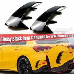 1 Par de Adhesivos Decorativos Negros Brillantes para el Parachoques Trasero, Alerones Laterales para W177 A200 A250 A35 AMG 2019 - Product Image 1
