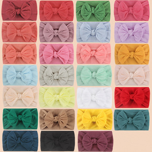 Nhà Máy Bán Buôn Nylon Cô Gái Tóc Ban Nhạc Mềm Đàn Hồi Bé Headband Với Tóc <span class=keywords><strong>Bow</strong></span> Cho Trẻ Em - Product Image 2