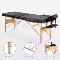 Table de massage portable professionnelle à 3 sections, lit de massage pliable en bois avec dossier réglable pour institut de beauté, spa, salon de tatouage