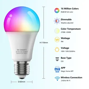 Wiscoon yüksek kalite Wifi + bluetooth akıllı ampul 9W avize lamba Led ışıkları ev tavan aydınlatma alüminyum 80 10 - 20 0.5