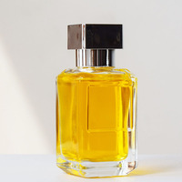 Flacon de parfum en verre rectangulaire vide avec étiquette, 30ml 50ml 100ml, flacon de parfum unique avec couvercle argenté, vente chaude