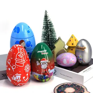 JYB Wholesale Assorted Chocolate Candy Packing Metal Easter Egg Shaped Tin Box Custom Christmas Gift Egg Tin Can