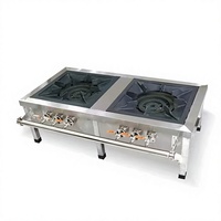 Cuisinière à gaz commerciale en acier inoxydable à double brûleur, vente chaude, qualité garantie par le fabricant