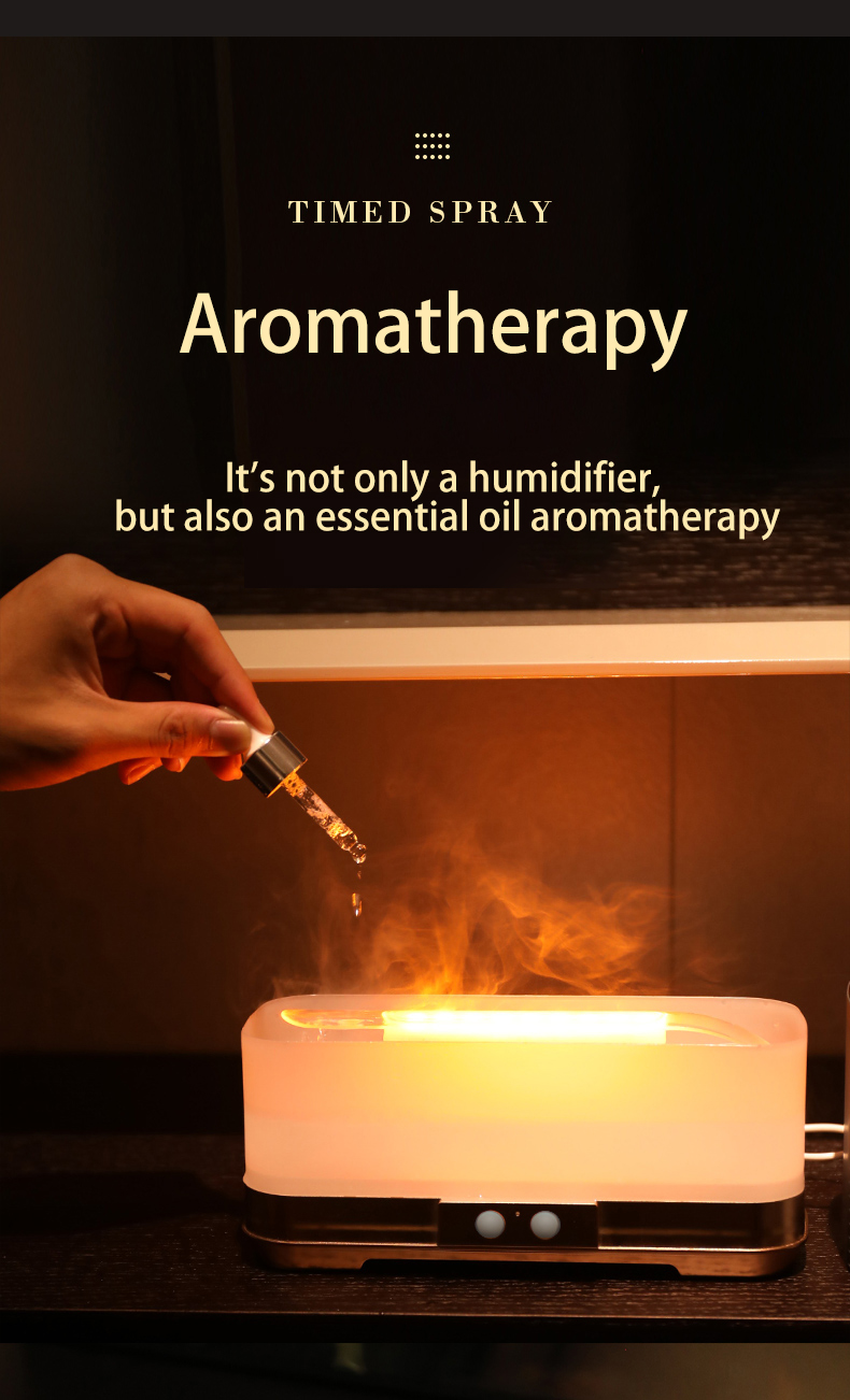 3D Dynamic Flame Effect Essential Oil Aromatherapy Diffuser Spray Air Humidifier With 350ML Water Tank