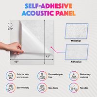 Panel Dinding Akustik Persegi Putih Sonic 18-Pack Berbahan Serat Poliester Kepadatan Tinggi Perekat Sendiri Ukuran 12x12x0.4 Inci Peredam Suara 5.21