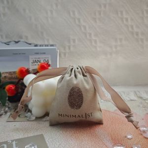 Wholesale Custom Print Cotton Linen Drawstring <b>Bag</b> With Logo Earring Necklace Gift Dust Reusable <b>Small</b> Package Jewelry Pouch - Product Image 2